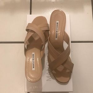 Manolo Blahnik Crisscross Sandals.